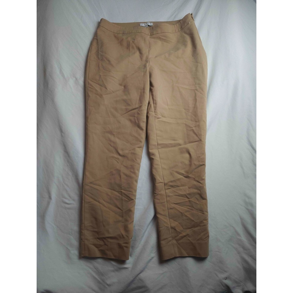 Chaus New York Pants Womens Size 6 Tan Chino Trousers Flat Front Career Office